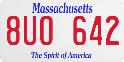 MA license plate 8UO642