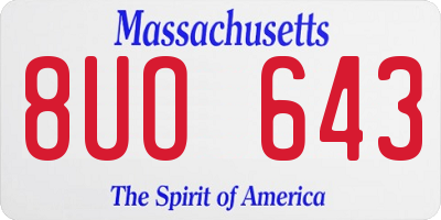 MA license plate 8UO643