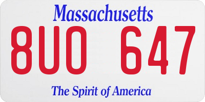 MA license plate 8UO647