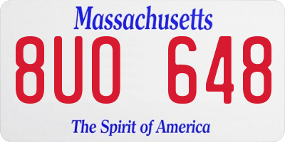 MA license plate 8UO648