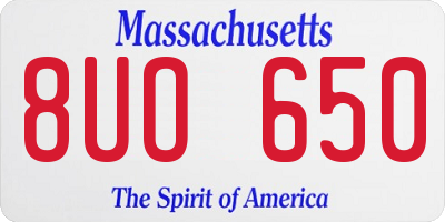 MA license plate 8UO650