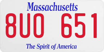 MA license plate 8UO651