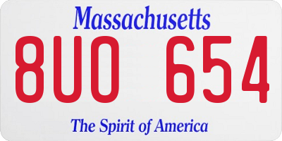 MA license plate 8UO654