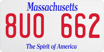 MA license plate 8UO662