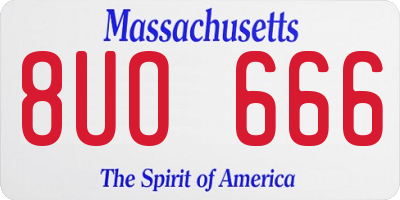MA license plate 8UO666