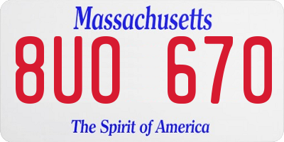 MA license plate 8UO670