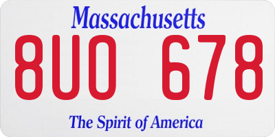 MA license plate 8UO678
