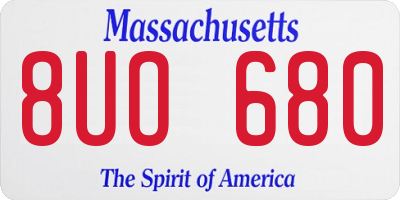 MA license plate 8UO680