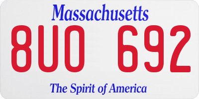 MA license plate 8UO692