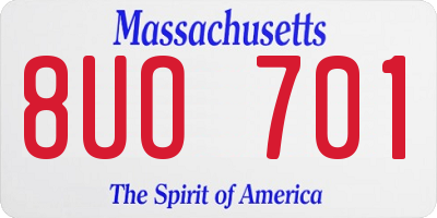 MA license plate 8UO701