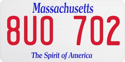 MA license plate 8UO702