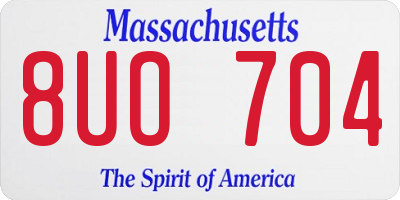 MA license plate 8UO704