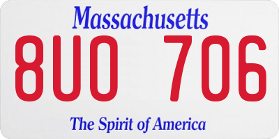 MA license plate 8UO706