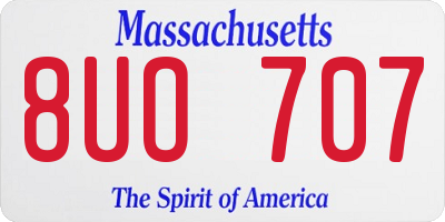 MA license plate 8UO707