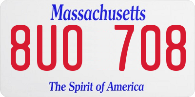 MA license plate 8UO708