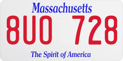 MA license plate 8UO728