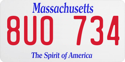 MA license plate 8UO734