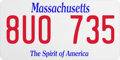 MA license plate 8UO735