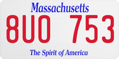 MA license plate 8UO753
