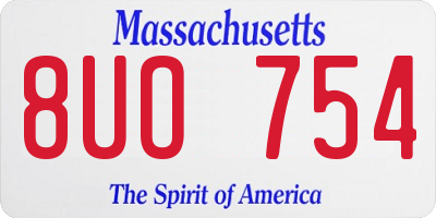 MA license plate 8UO754