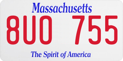 MA license plate 8UO755