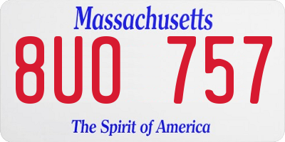 MA license plate 8UO757