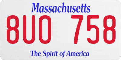 MA license plate 8UO758