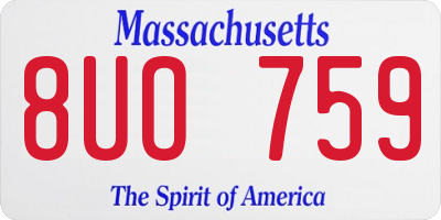 MA license plate 8UO759