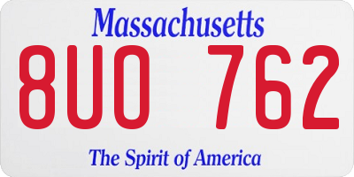 MA license plate 8UO762