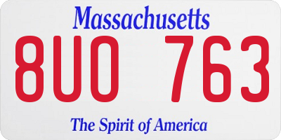MA license plate 8UO763