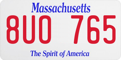 MA license plate 8UO765
