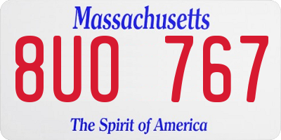 MA license plate 8UO767