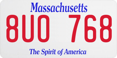 MA license plate 8UO768