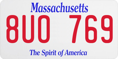 MA license plate 8UO769