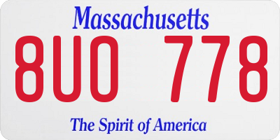 MA license plate 8UO778