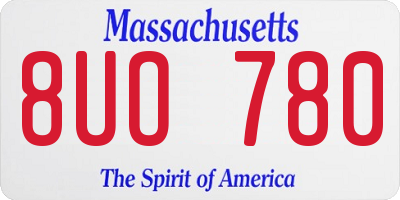 MA license plate 8UO780