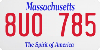 MA license plate 8UO785