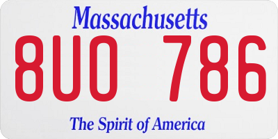 MA license plate 8UO786