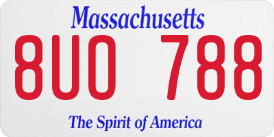 MA license plate 8UO788