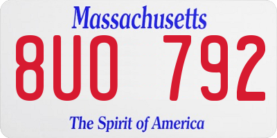 MA license plate 8UO792