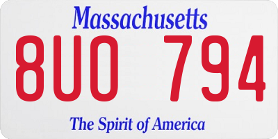 MA license plate 8UO794