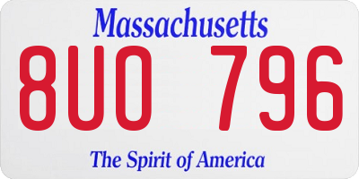 MA license plate 8UO796