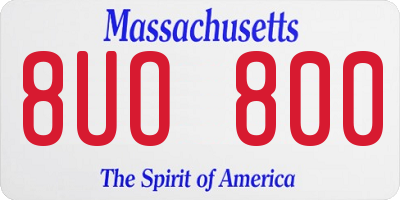 MA license plate 8UO800