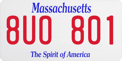 MA license plate 8UO801