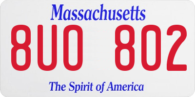 MA license plate 8UO802