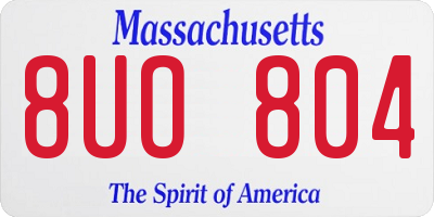 MA license plate 8UO804