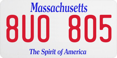 MA license plate 8UO805
