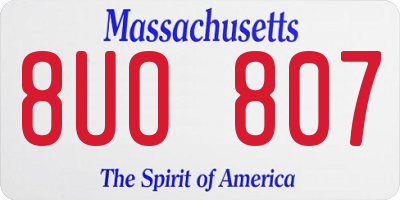 MA license plate 8UO807