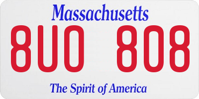 MA license plate 8UO808