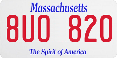 MA license plate 8UO820